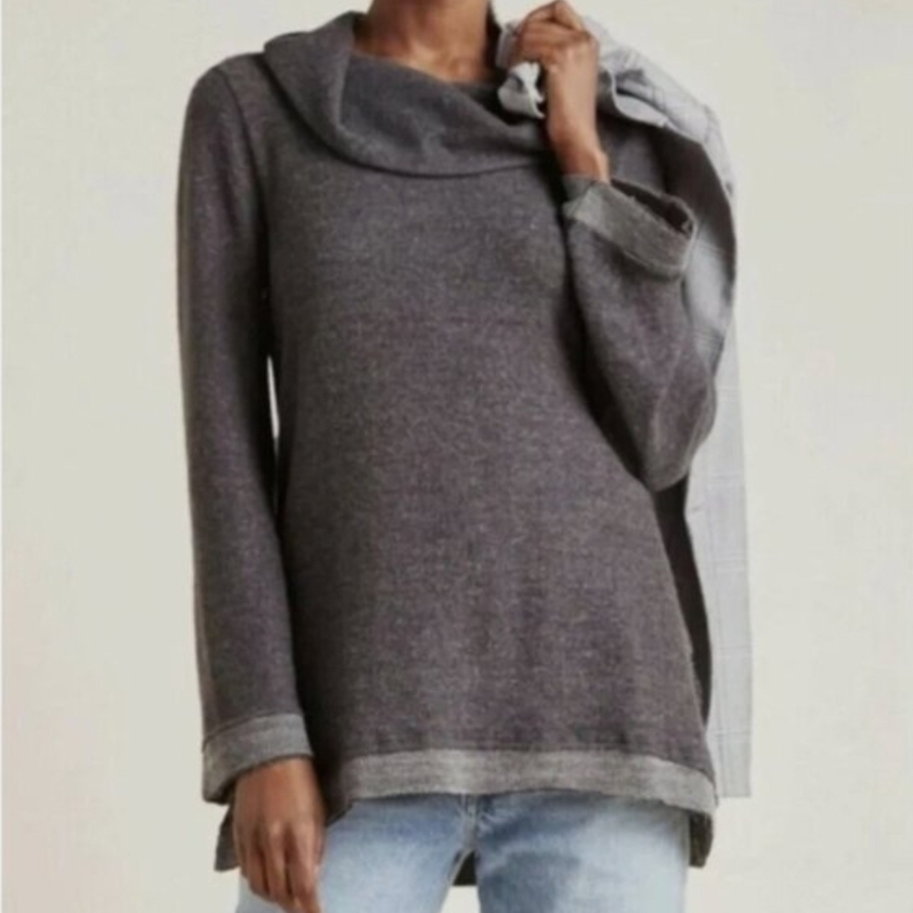 Maeve by Anthropologie Gray Cowl Neck Relaxed Fit Sweater Medium Long Sleeve